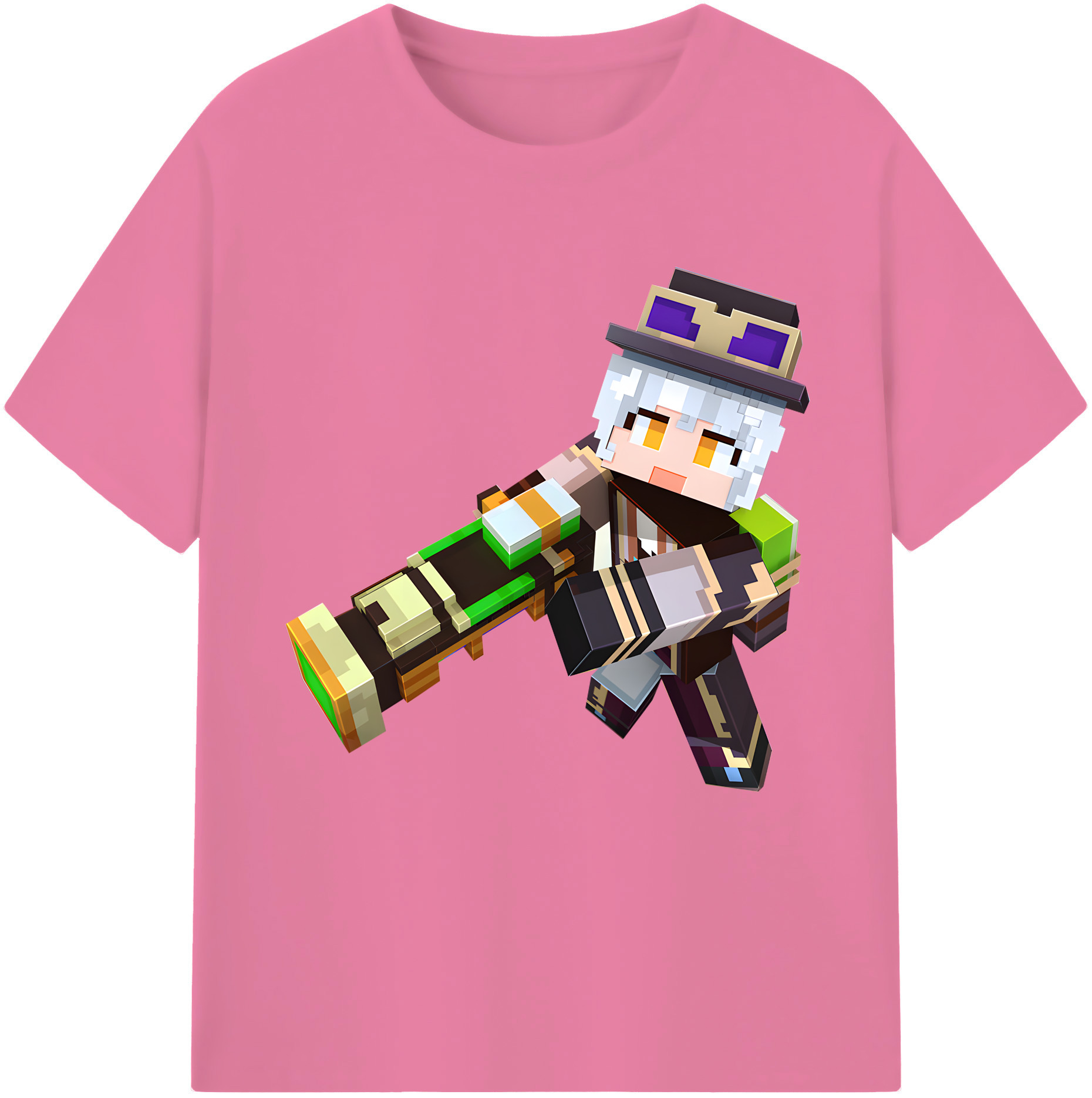 （画像用） マインクラフト ブロックの世界 Minecraft MC Block world 綿100％半袖Tシャツ（フロントプリント）